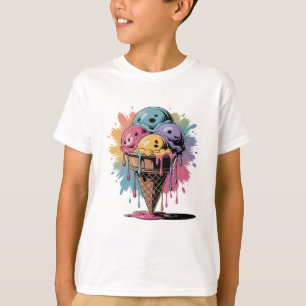 Ice Cream Toddler Boy Girl Colourful Cone Birthday T-Shirt