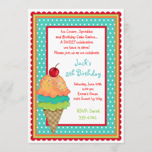Ice Cream Treats Birthday Boy Invitations