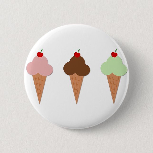 Ice Cream Trio 2 Inch Round Button (Front)