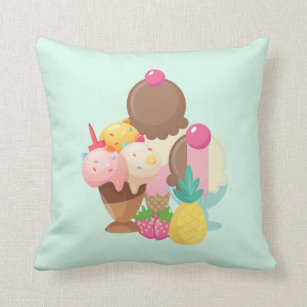 Ice Cream Trio Neopolitan Flavour Throw Pillow