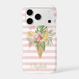 Ice cream,Tropical Leaves Fruit,Pink Stripes