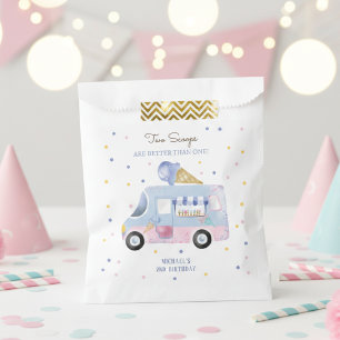 Ice cream truck 2 scoops second birthday favour bag