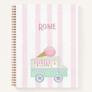 Ice Cream Truck Back To School Nostalgic Retro Notebook