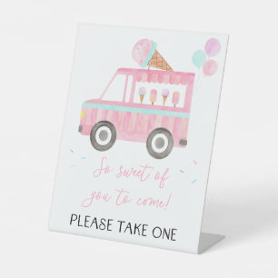 Ice Cream Truck Birthday Favour Pedestal Sign