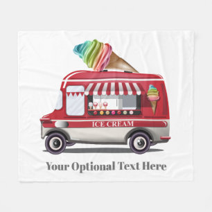 Ice Cream Truck custom text fleece blankets