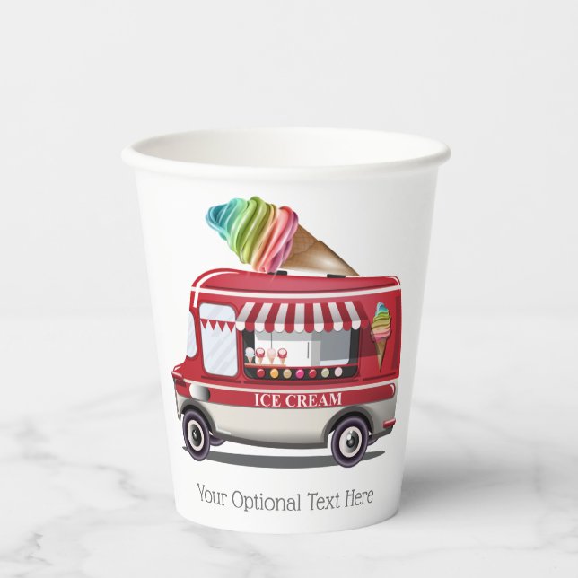 Ice Cream Truck custom text Paper Cups (Front)