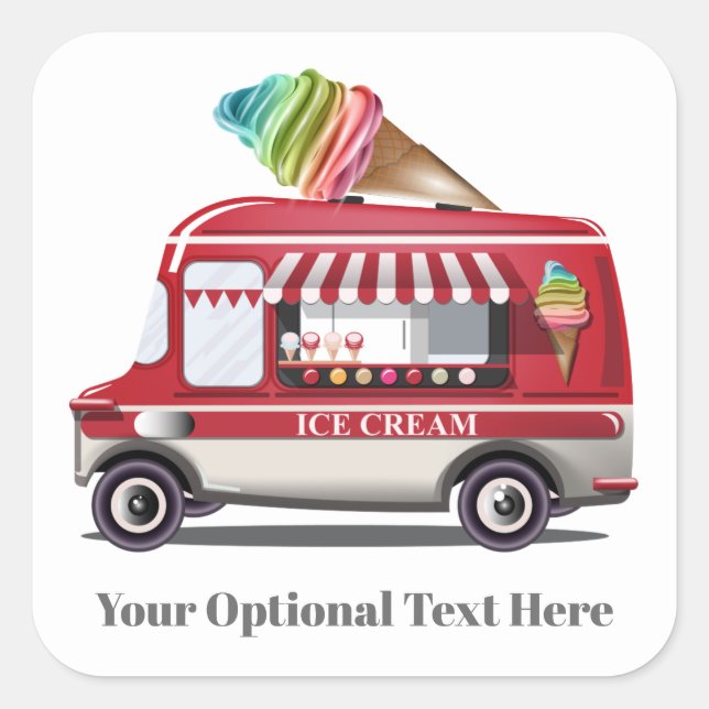 Ice Cream Truck custom text stickers (Front)