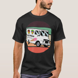 Ice Cream Truck Driver Pastel Hipster Circle Retro T-Shirt