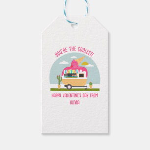 Ice Cream Truck Pink Classroom Valentine  Gift Tags