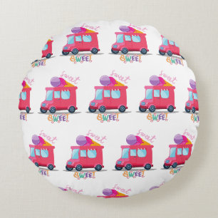 ice cream truck round pillow
