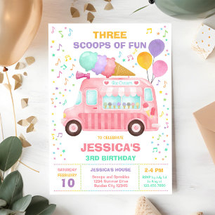 ice Cream Truck Scoops Of Fun Birthday Invitation