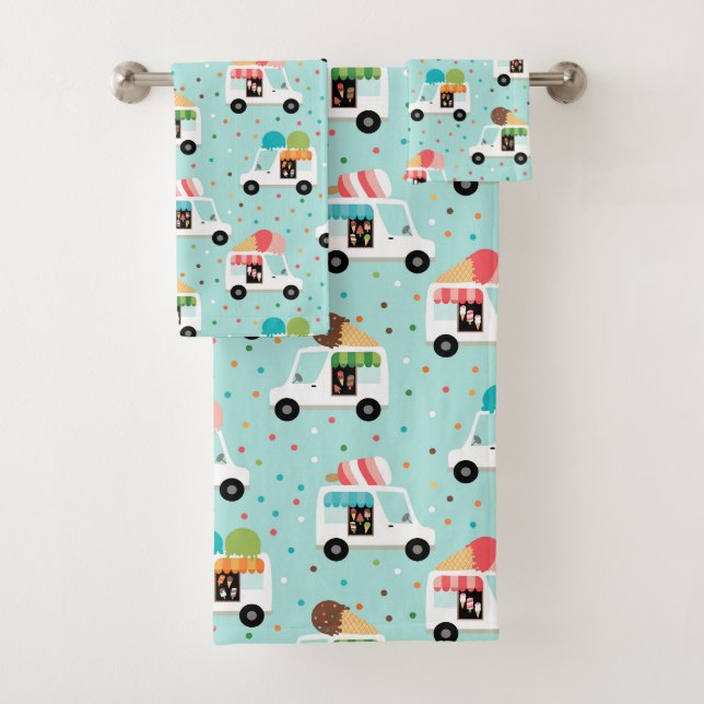 Ice Cream Trucks Pretty Sprinkles Girls Bath Towel Set (Insitu)