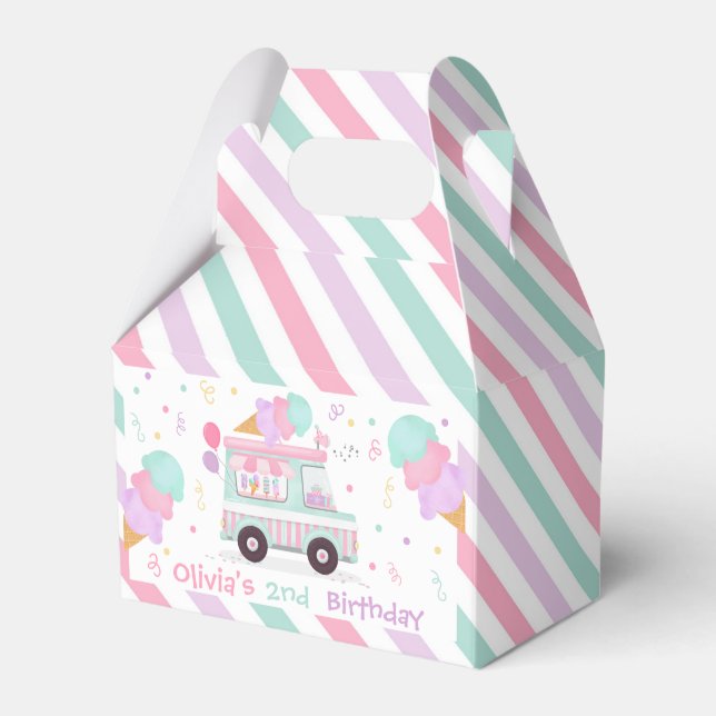 Ice Cream Two Sweet 2nd Birthday Party Gift Favor Box (Front Side)