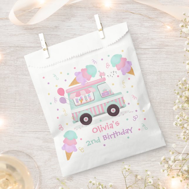 Ice Cream Two Sweet 2nd Birthday Party Gift Favour Bag (Clipped)