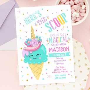 Ice Cream Unicorn Birthday Invitation Magical