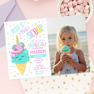 Ice Cream Unicorn Magical Birthday Invitation