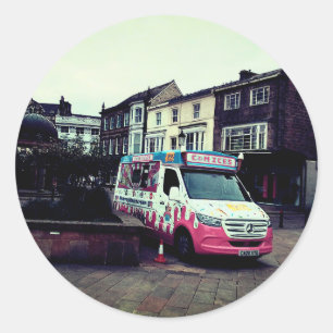 Ice cream van classic round sticker
