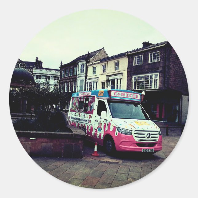 Ice cream van classic round sticker (Front)