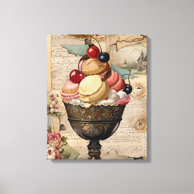Ice cream Vintage Collage  Canvas Print (Front)