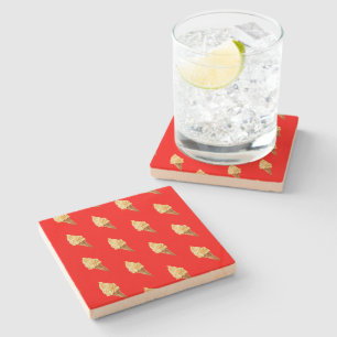 Ice-cream Vivid red Stone Coaster