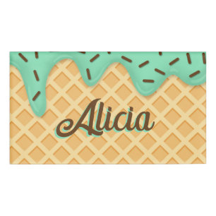 Ice Cream Waffle Cone Name Tag