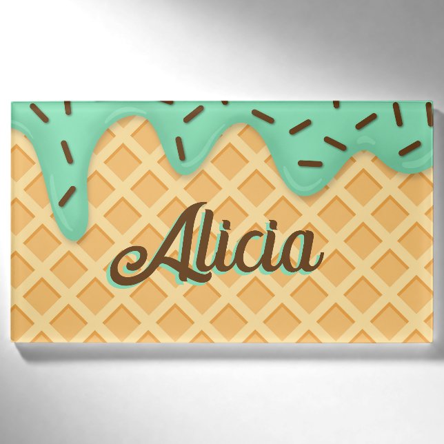 Ice Cream Waffle Cone Name Tag (Front)