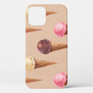 Ice Cream Watercolor Seamless Illustration iPhone 12 Case