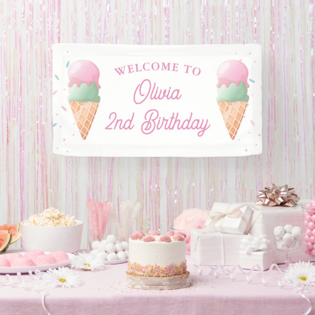 Ice Cream Welcome Birthday Banner (Party)