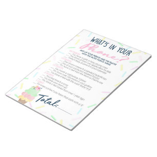 Ice Cream What's In Your Phone Baby Shower Game Notepad