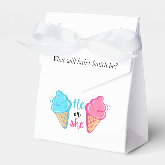 Ice Cream What's the Scoop Gender Reveal  Favor Box (Front Side)