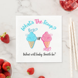  Ice Cream What's the Scoop Gender Reveal  Napkin