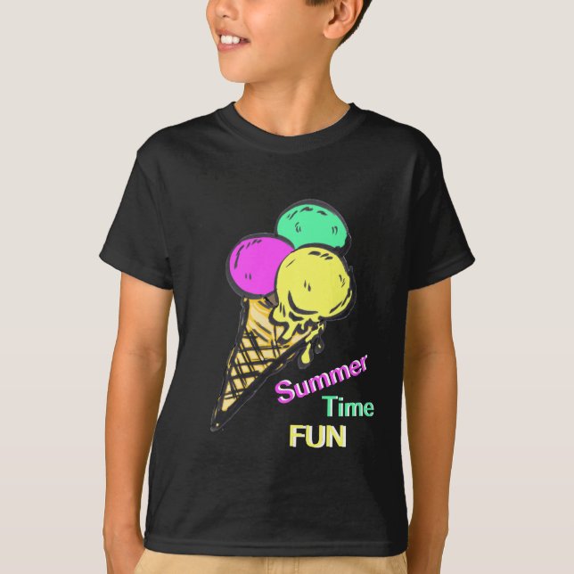 Ice Cream White Summer Time Fun T-Shirt (Front)