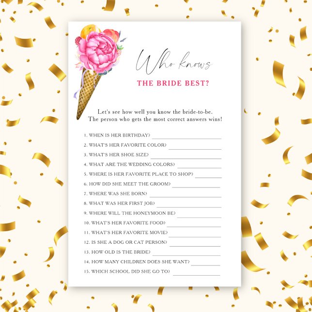 Ice cream - Who knows the bride best game (Creator Uploaded)