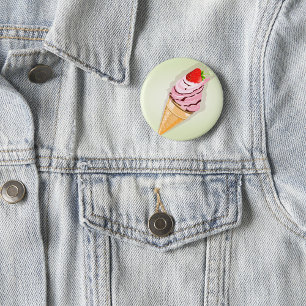 Ice Cream With A Strawberry 2 Inch Round Button