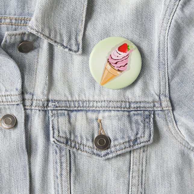 Ice Cream With A Strawberry 2 Inch Round Button (Creator Uploaded)