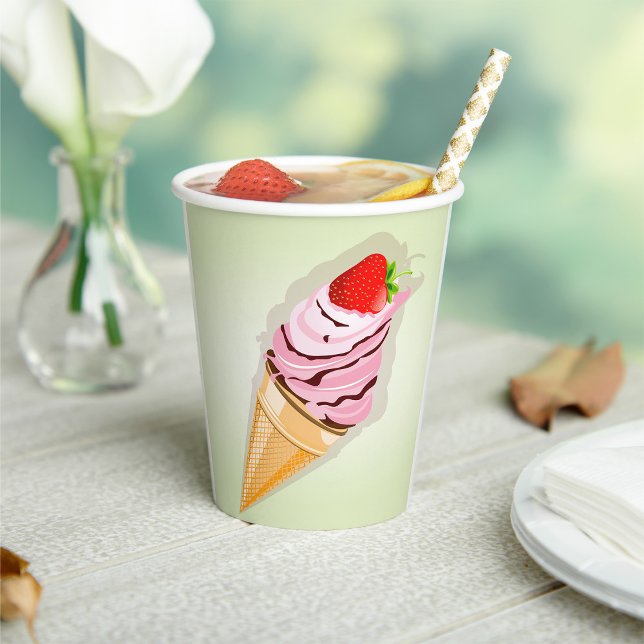 Ice Cream With A Strawberry Paper Cups (Creator Uploaded)