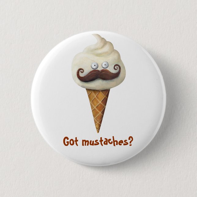 Ice Cream with Moustaches 2 Inch Round Button (Front)