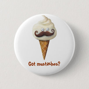 Ice Cream with Moustaches 2 Inch Round Button