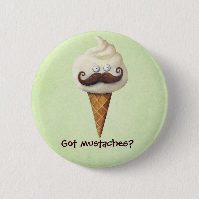 Ice Cream with Moustaches 2 Inch Round Button (Front)