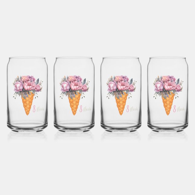 Ice cream with peonies. Happy spring day Can Glass (Left)