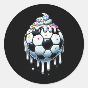 Ice Cream With Sprinkles Soccer Drip For Boys Girl Classic Round Sticker
