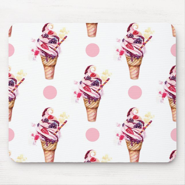 Ice cream with strawberry and blackberry mouse pad (Front)