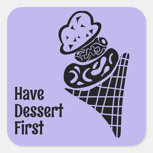 Ice Cream Woodcut Square Sticker (Front)