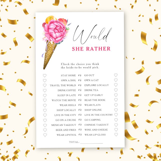 Ice cream - Would she rather bridal shower game (Creator Uploaded)
