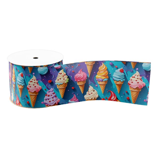 Ice Creams Colourful Art  Grosgrain Ribbon (Spool)