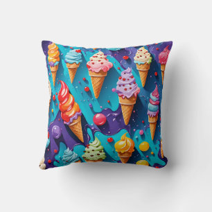 Ice Creams Colourful Art Throw Pillow