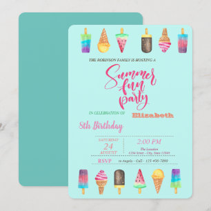 Ice Creams Summer Birthday Party Invitation