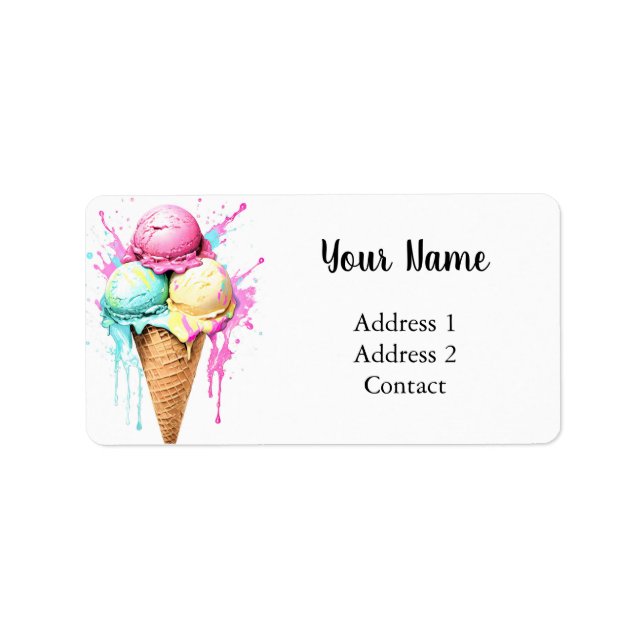 Ice Crème Cone Étiquette de adresse doux frais (Devant)