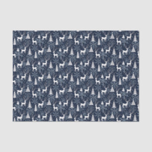 Ice Crystal Christmas Deer Stone Blue-Grey Tissue Paper