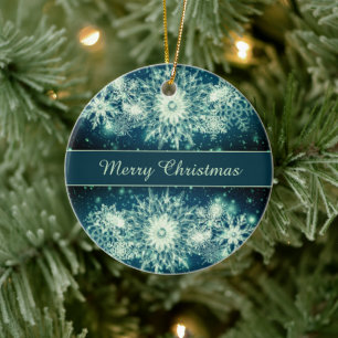 Ice Crystal Holiday Ceramic Ornament